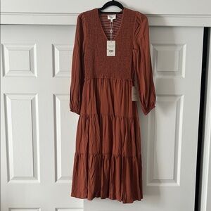 NWT Bohme Terracotta Rust Long Sleeve Dress